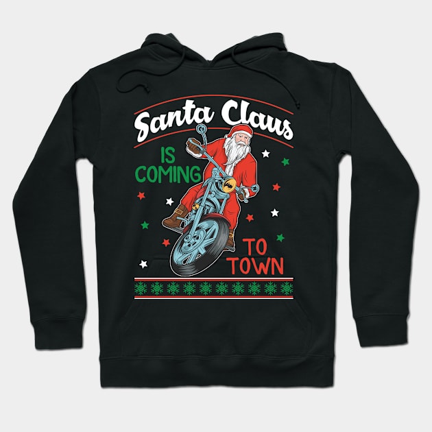 Festive Holiday Santa claus is coming to town Hoodie by animericans